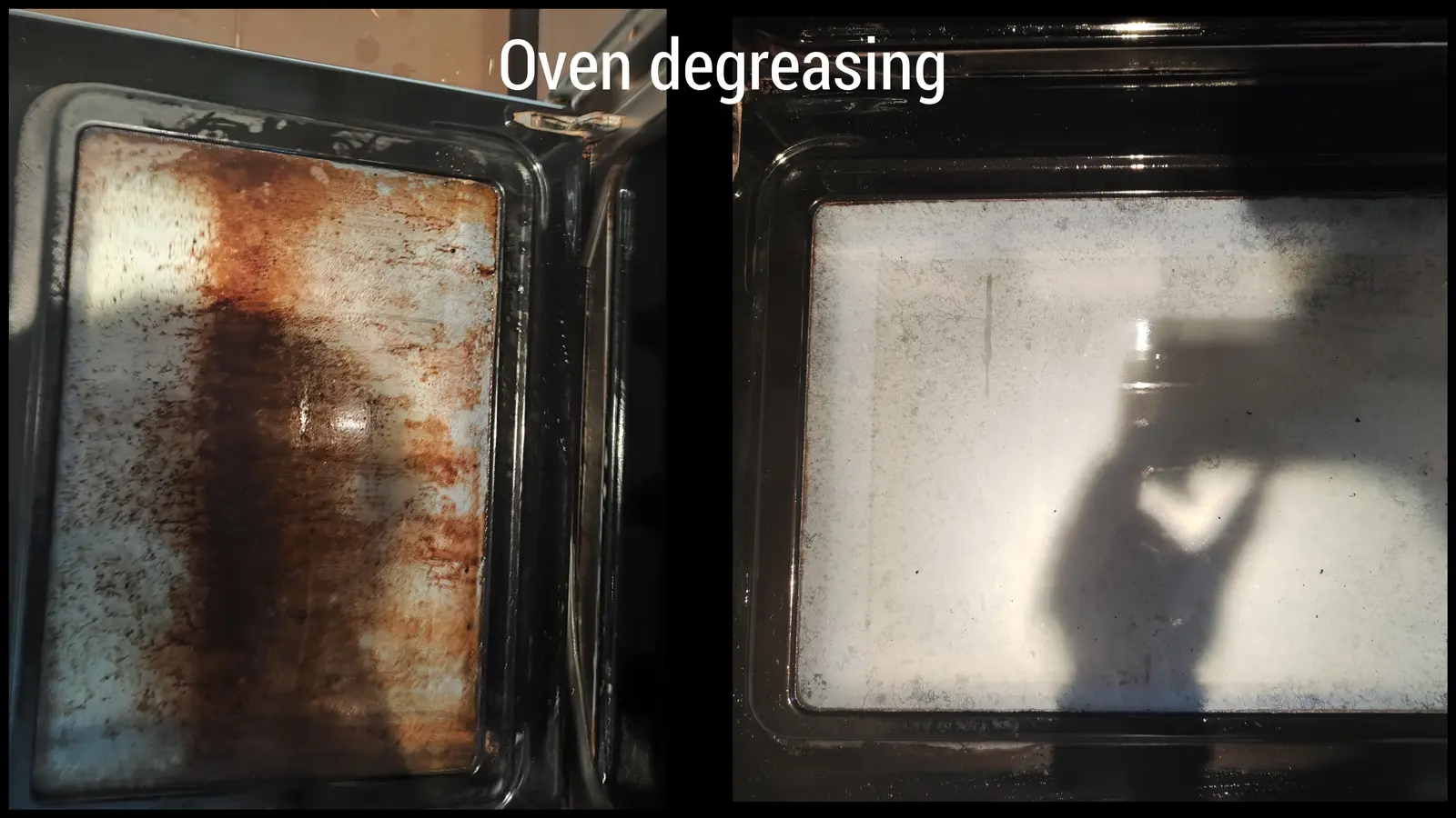 Oven before and after degreasing