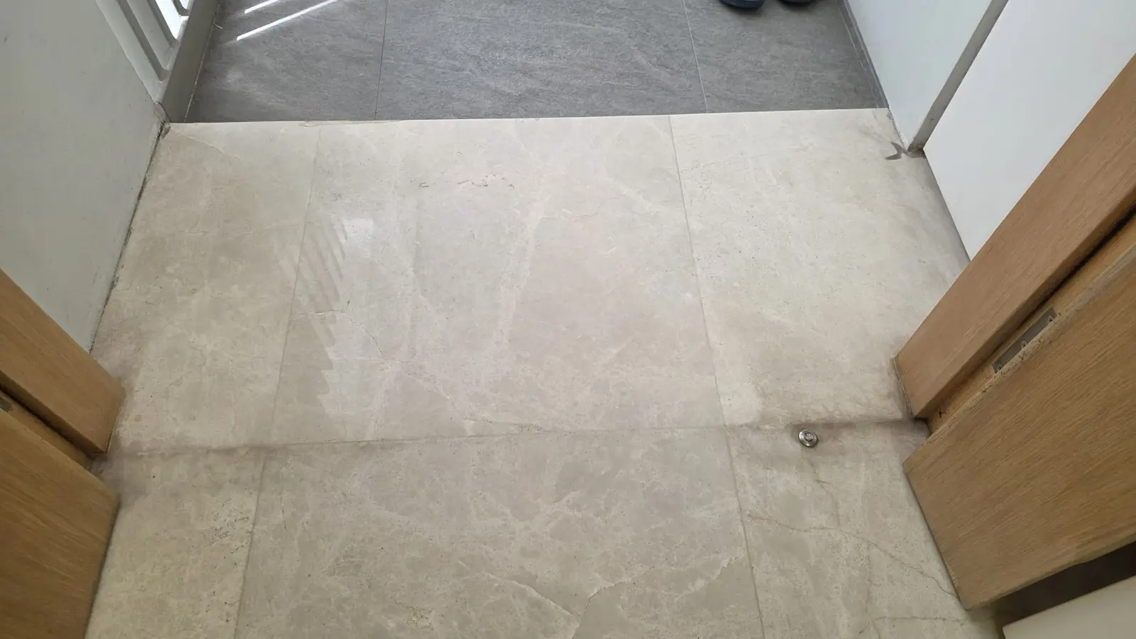 Marble floor before polishing