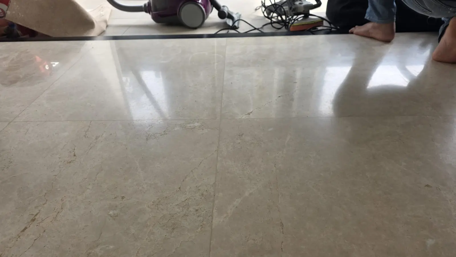 Close view of polished marble flooring