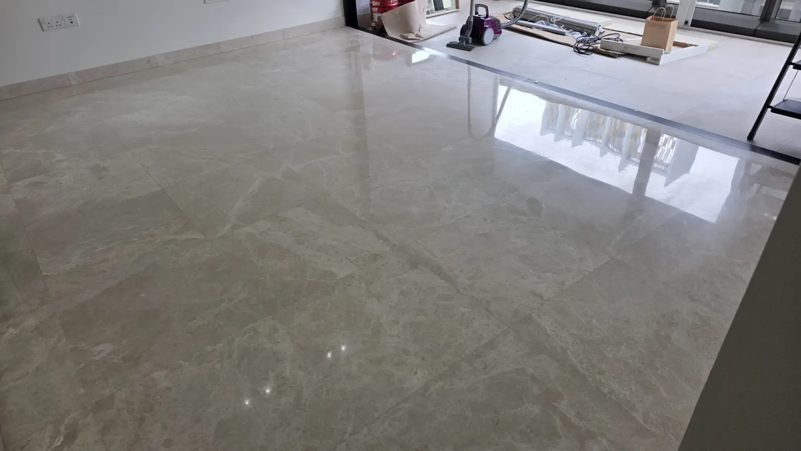 Marble floor after professional polishing