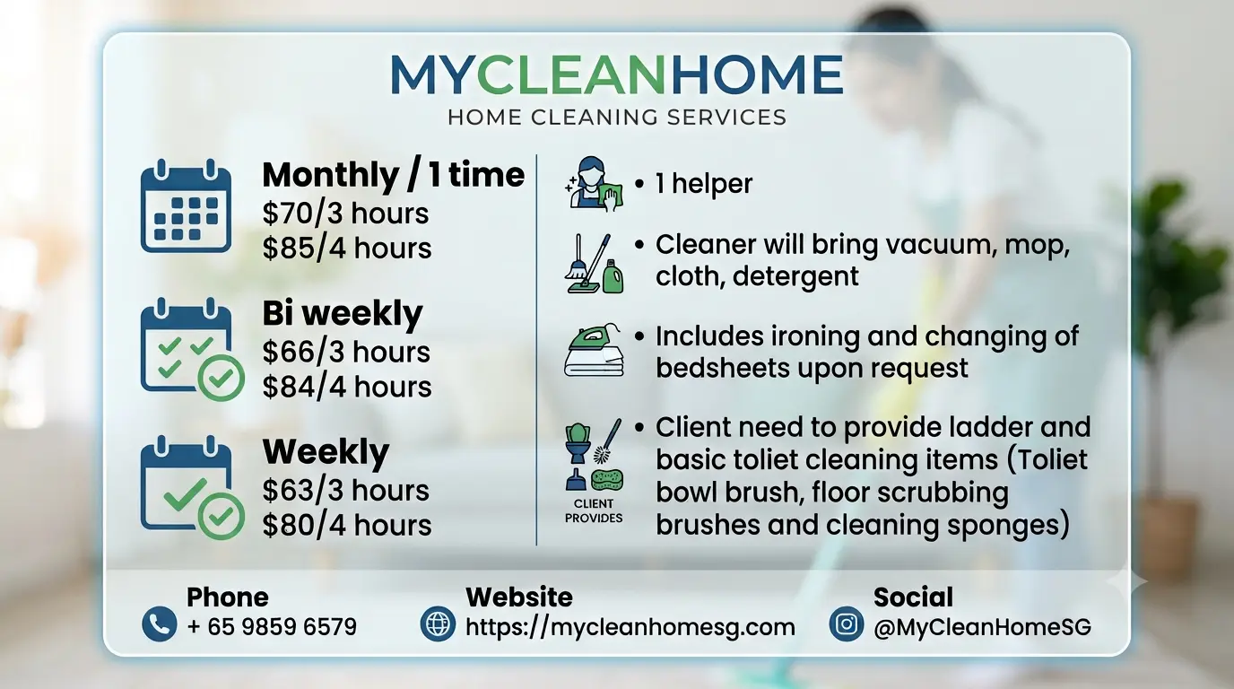 MyCleanHome part-time cleaning service information