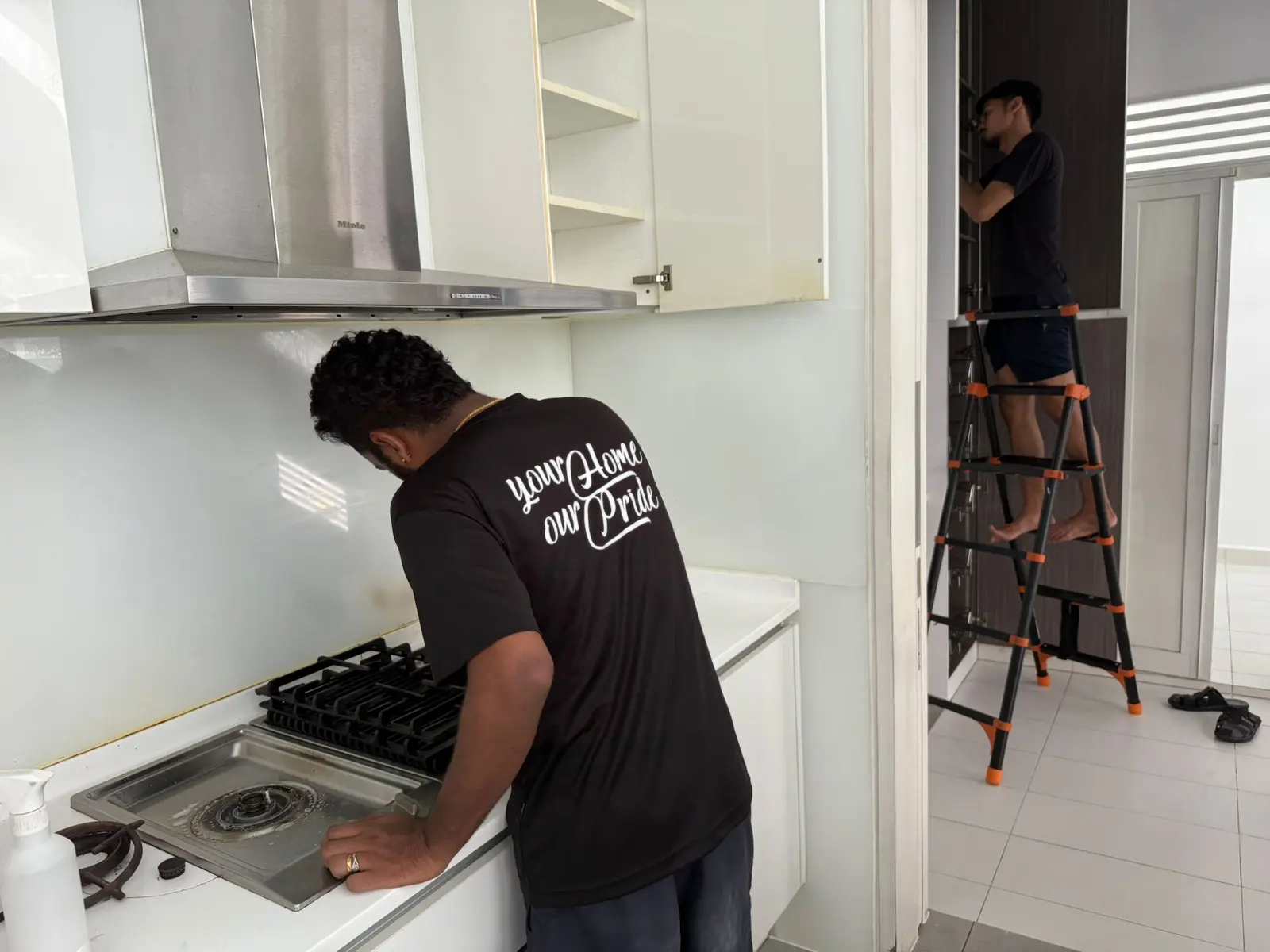 MyCleanHome cleaner completing a post-renovation kitchen clean