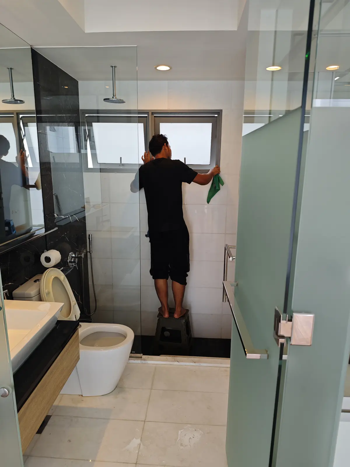Bathroom post-renovation cleaning