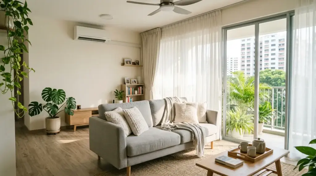 Clean, fresh sofa in a healthy well-maintained Singapore home